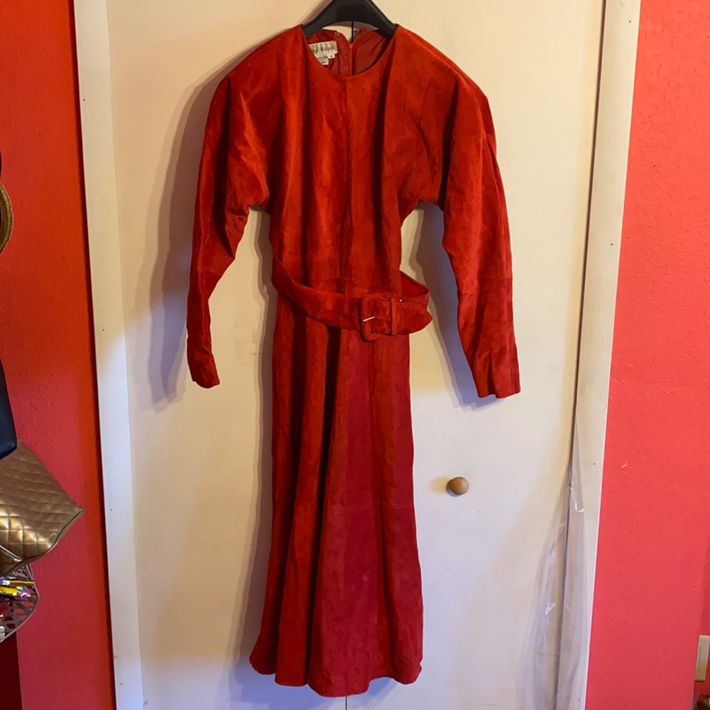 Lloyd Williams, Cherry Red suede dress
